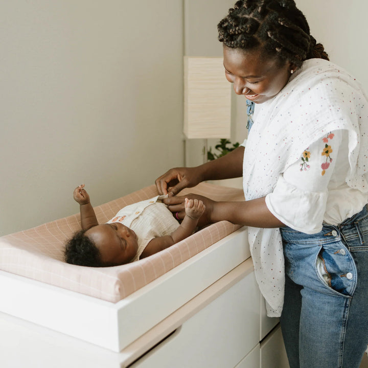 Muslin Change Pad Cover/ Bassinet Sheet Mauve Stripe