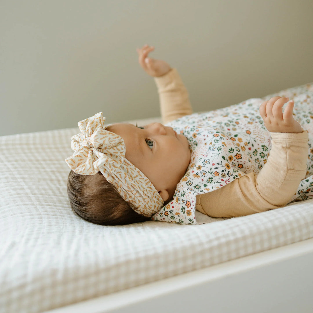 Muslin Change Pad Cover/ Bassinet Sheet Tan Gingham