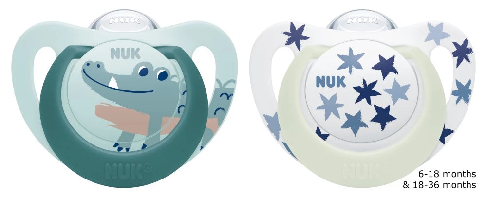 NUK Star Night & Day - Chupetes para bebé (18 a 36 meses) 