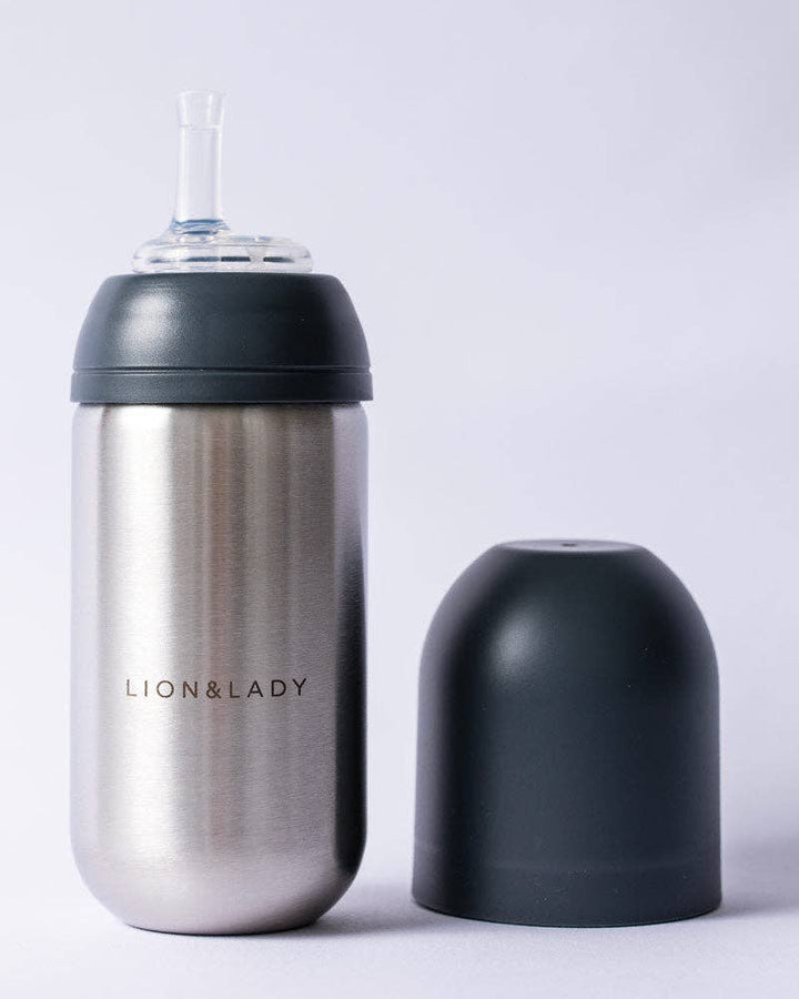 Toddler Straw Cup 350ml 18/8 Stainless Steel French Navy