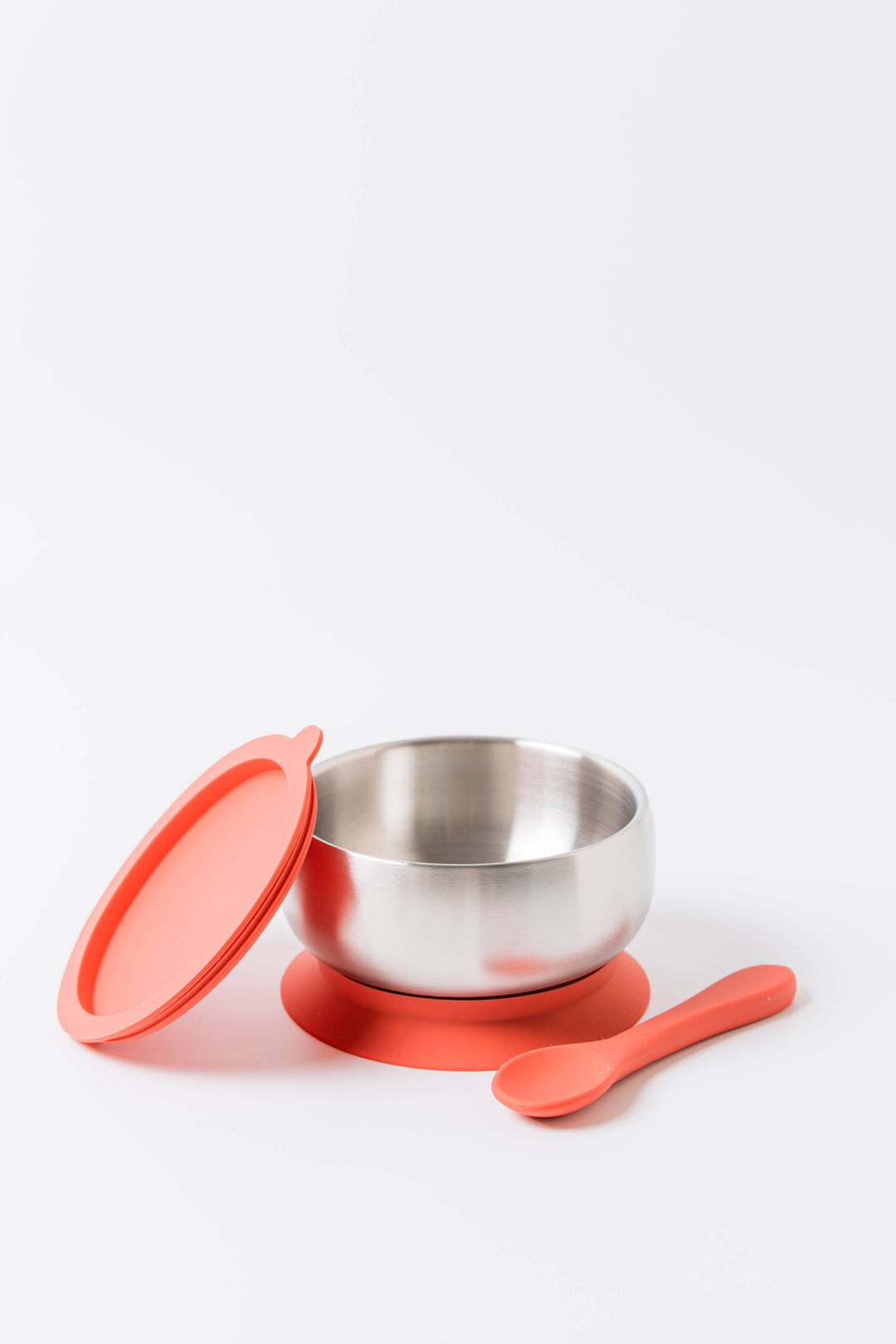 Stainless Steel Feeding Bowl With Suction Base Fuchsia Pink