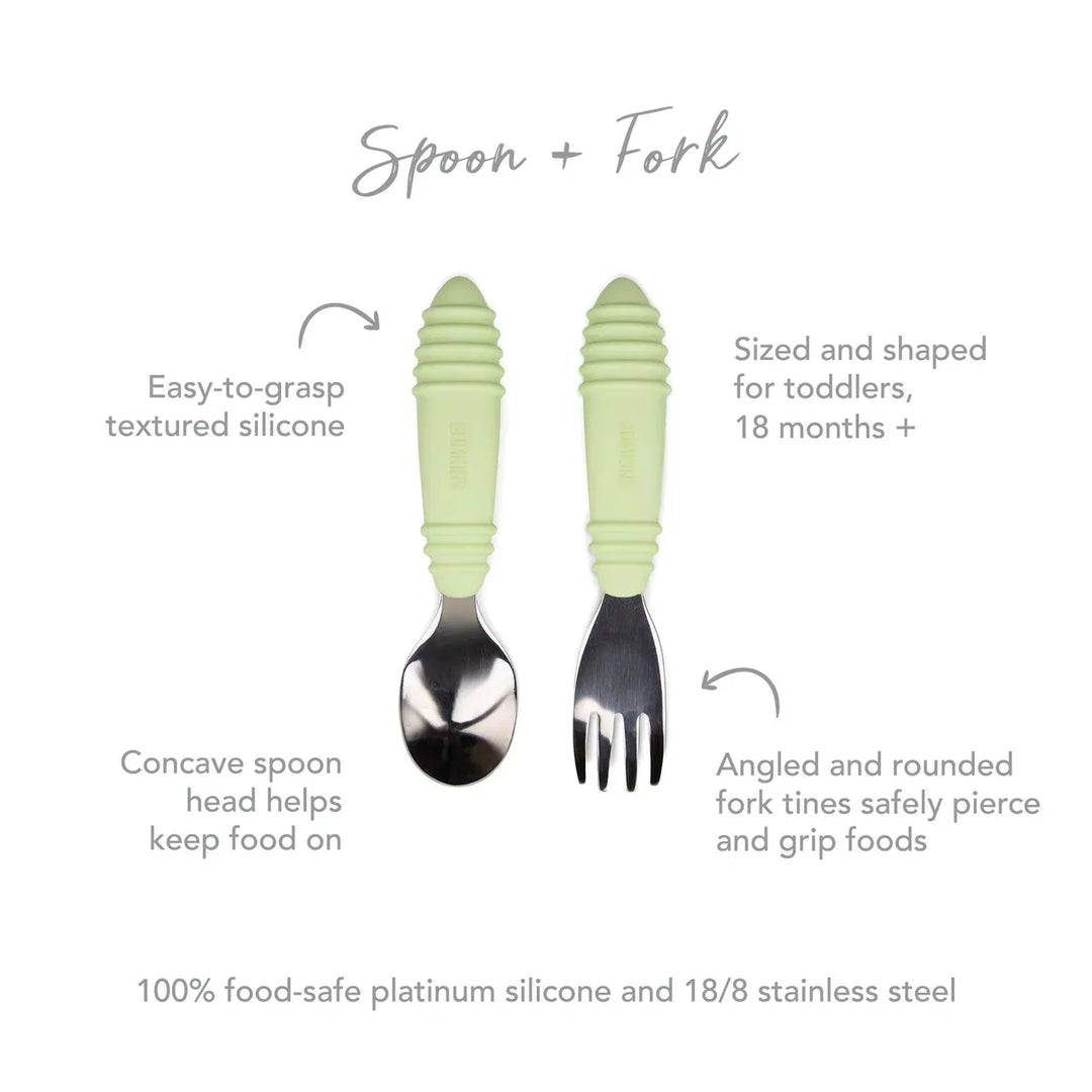 Bumkins Spoon and Fork Set Sage