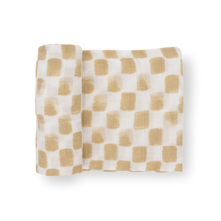 Cotton Muslin Swaddle Blanket Adobe Checker
