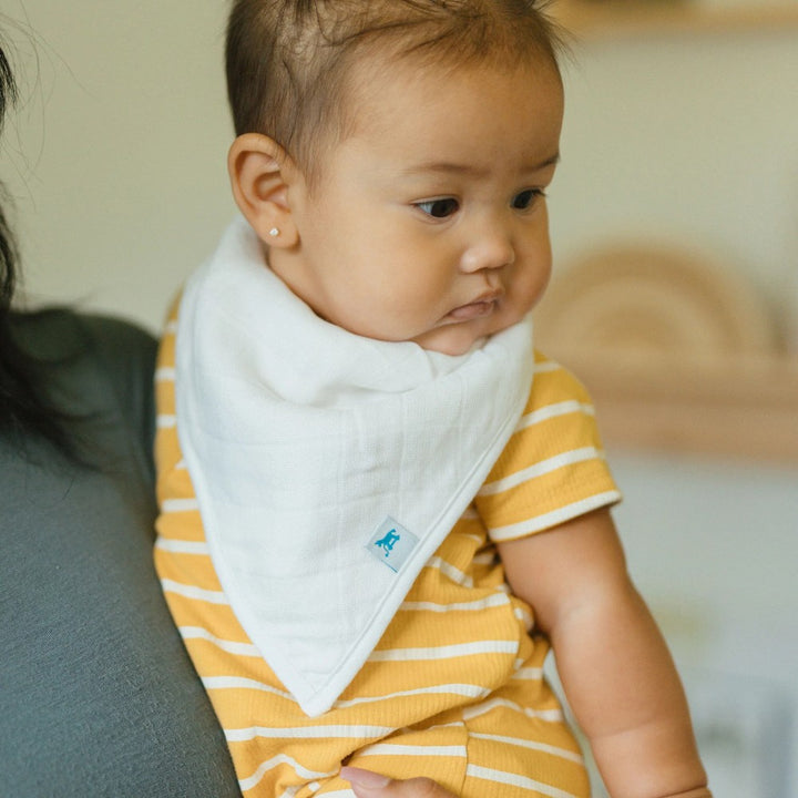 4 Pack Cotton Muslin And Fleece Bandana Bib Taupe Cross