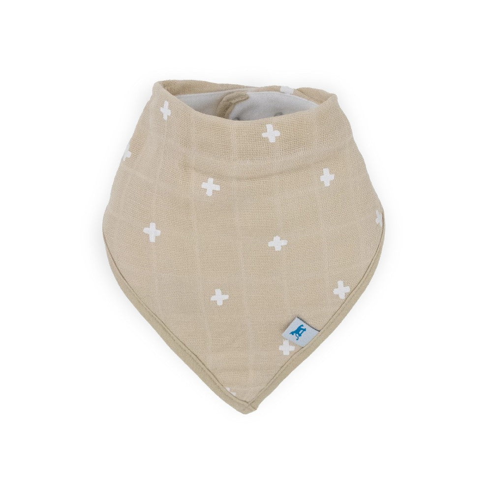4 Pack Cotton Muslin And Fleece Bandana Bib Taupe Cross