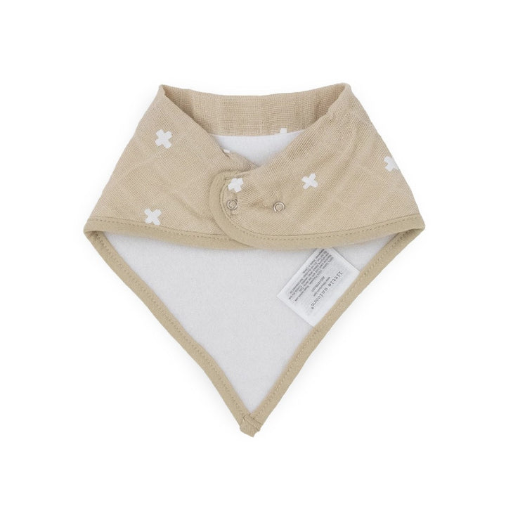 4 Pack Cotton Muslin And Fleece Bandana Bib Taupe Cross