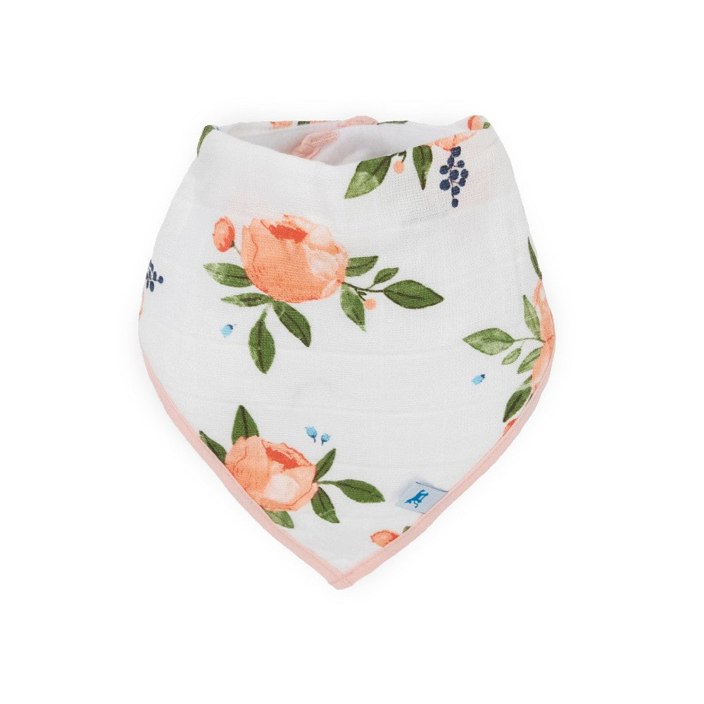 4 Pack Cotton Muslin And Fleece Bandana Bib Watercolour Rose
