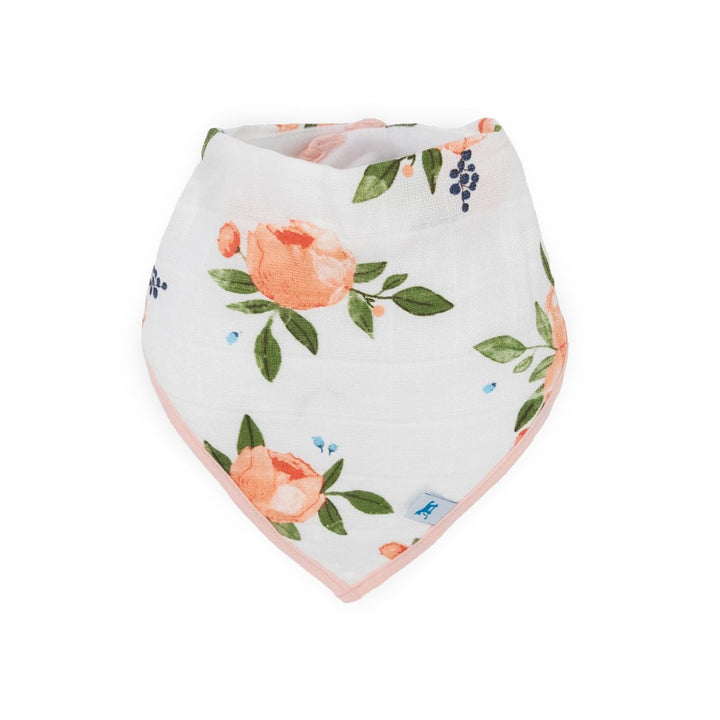 4 Pack Cotton Muslin And Fleece Bandana Bib Watercolour Rose