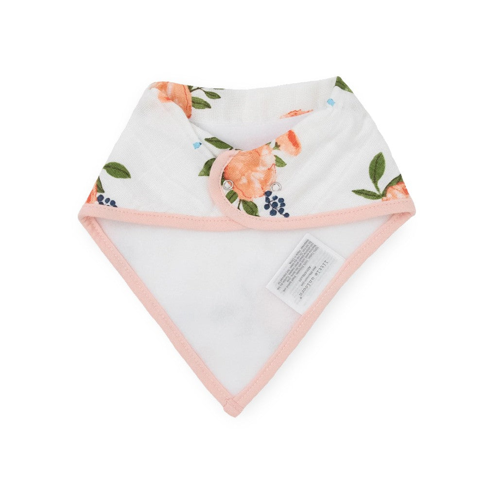 4 Pack Cotton Muslin And Fleece Bandana Bib Watercolour Rose