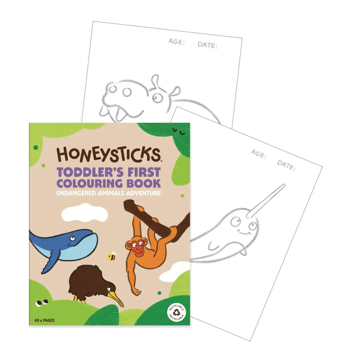 Honeysticks Toddlers First Colouring Book - Endangered Animals Adventure