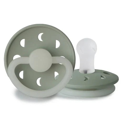 Moon Phase Night Pacifier Sage- Natural Rubber 2pk