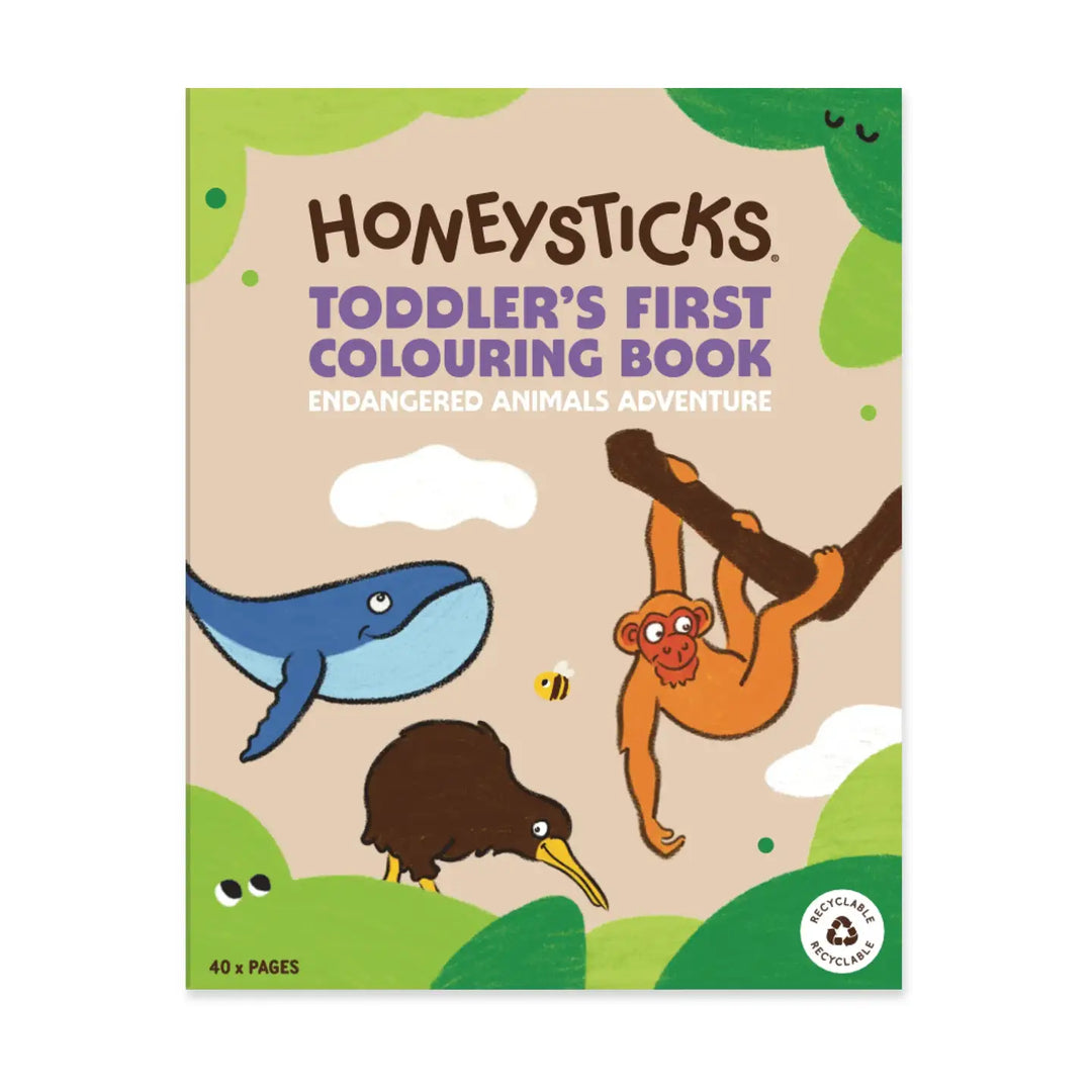 Honeysticks Toddlers First Colouring Book - Endangered Animals Adventure
