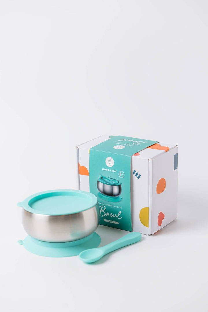 Stainless Steel Feeding Bowl With Suction Base Mint