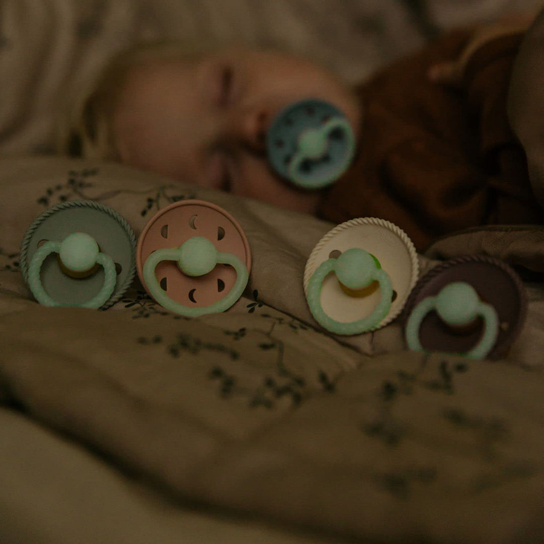 Moon Phase Night Pacifier Sage- Natural Rubber 2pk
