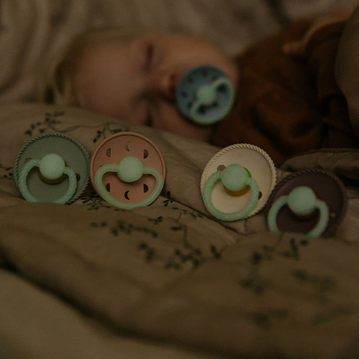 Moon Phase Night Pacifier Sage- Natural Rubber 2pk