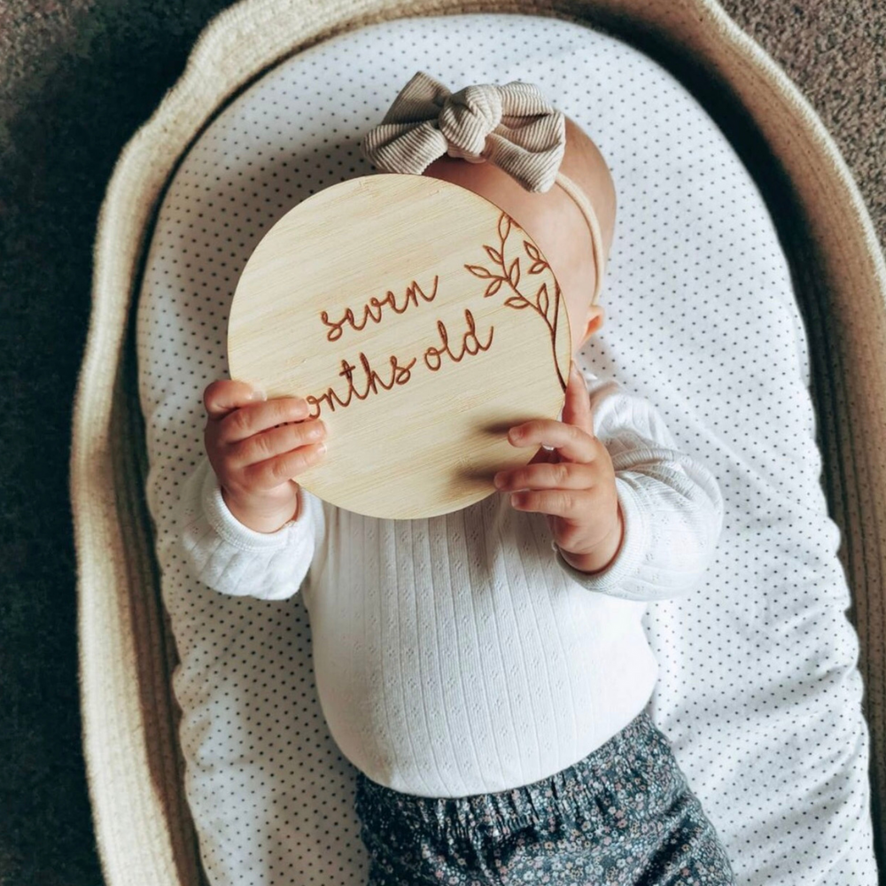 baby milestone card wooden