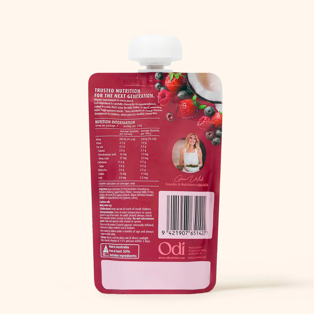 Odi Organic Berry And Coconut Puree Pouch
