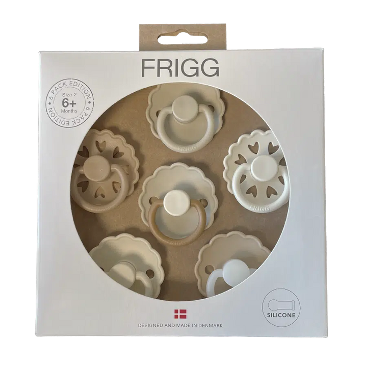 6 Pack Round Silicone Pacifiers Cinnamon Charm