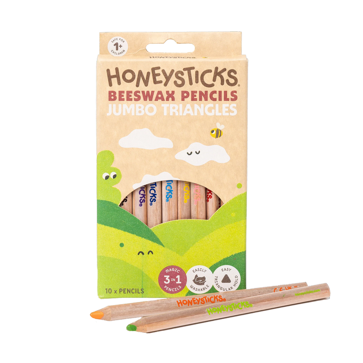 Honeysticks Magic 3-in-1 Beeswax Pencils Jumbo Triangles 10pk