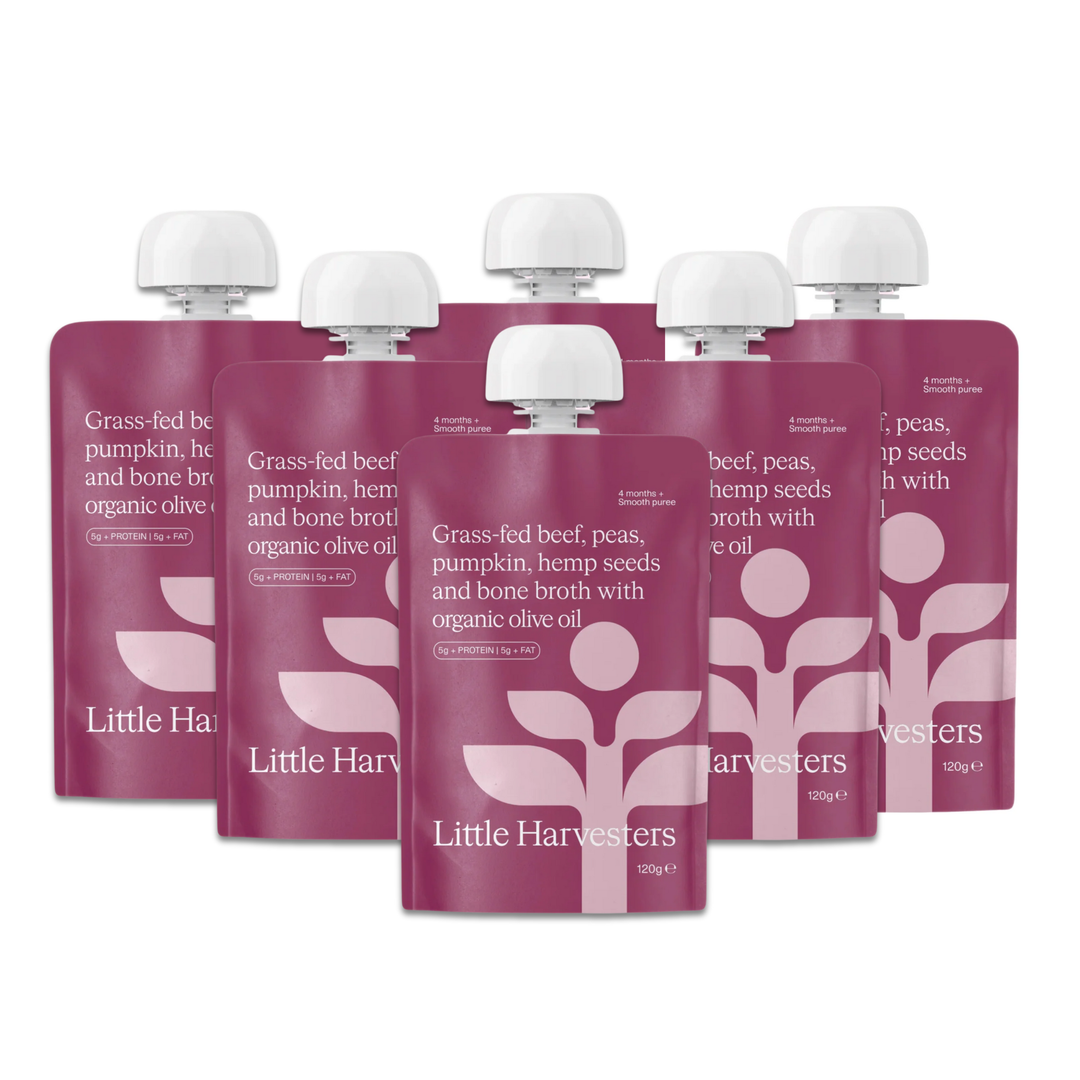Little Harvesters Puree Pouch Grass-Fed Beef, Peas and Pumpkin