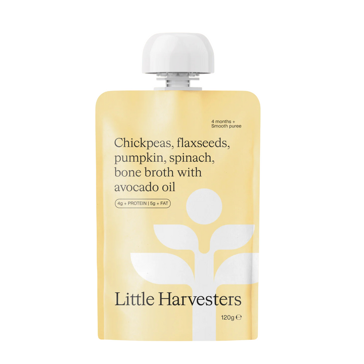 Little Harvesters Puree Pouch Chickpeas, Flax Seeds, Pumpkin and Spinach