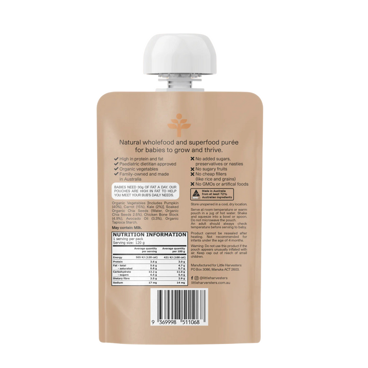 Little Harvesters Puree Pouch Pumpkin, Carrot, Kale and Chia