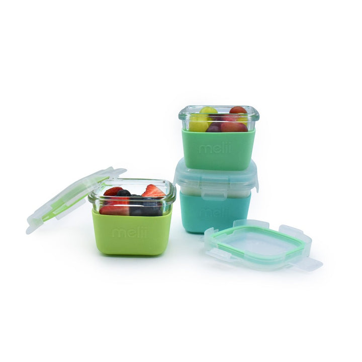Melii Glass Containers with Silicone Sleeve 3 Pack