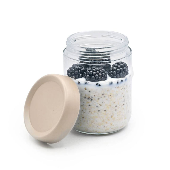 Melii Glass Overnight Oat Jars 2pk Sage/Ivory