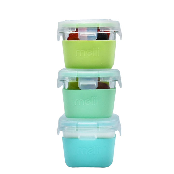 Melii Glass Containers with Silicone Sleeve 3 Pack