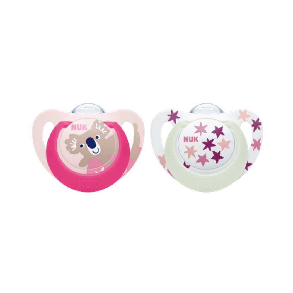 Star Day & Night Silicone Soother, 2 pack Pink Koala