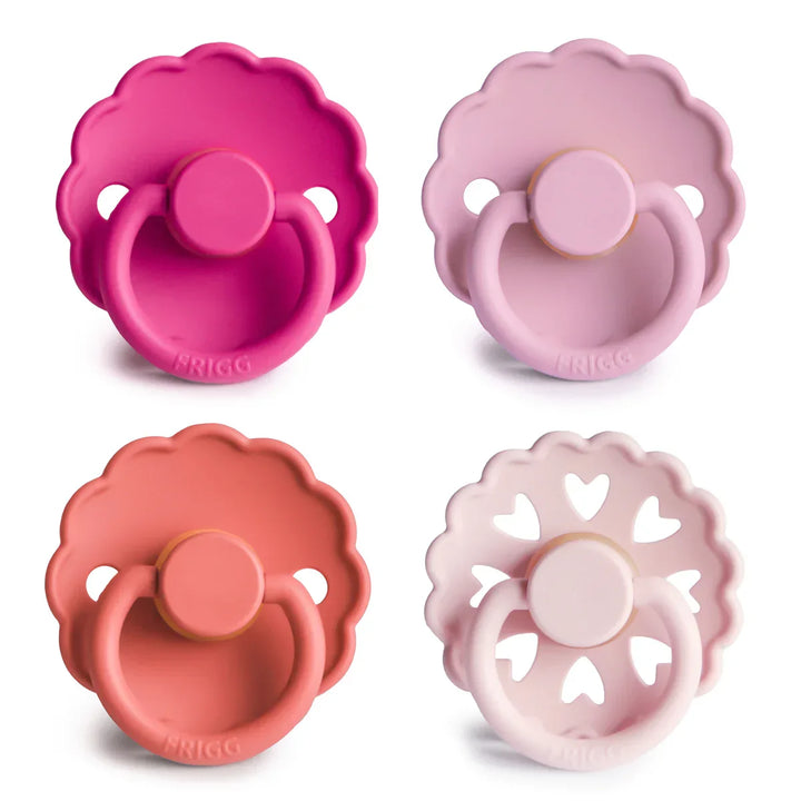 4 Pack Natural Rubber Pacifier Rosy Romance