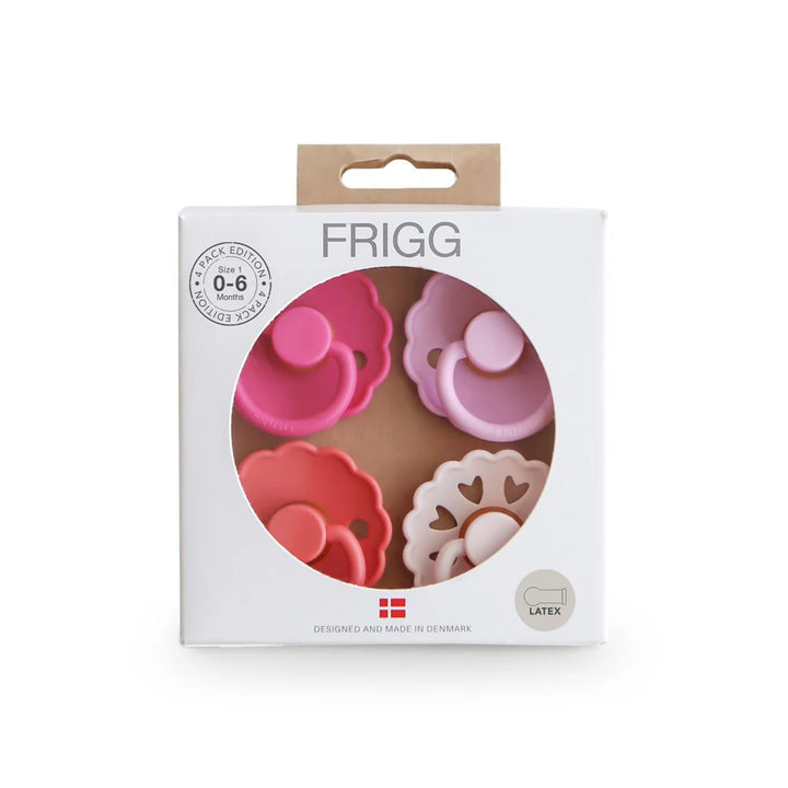 4 Pack Natural Rubber Pacifier Rosy Romance