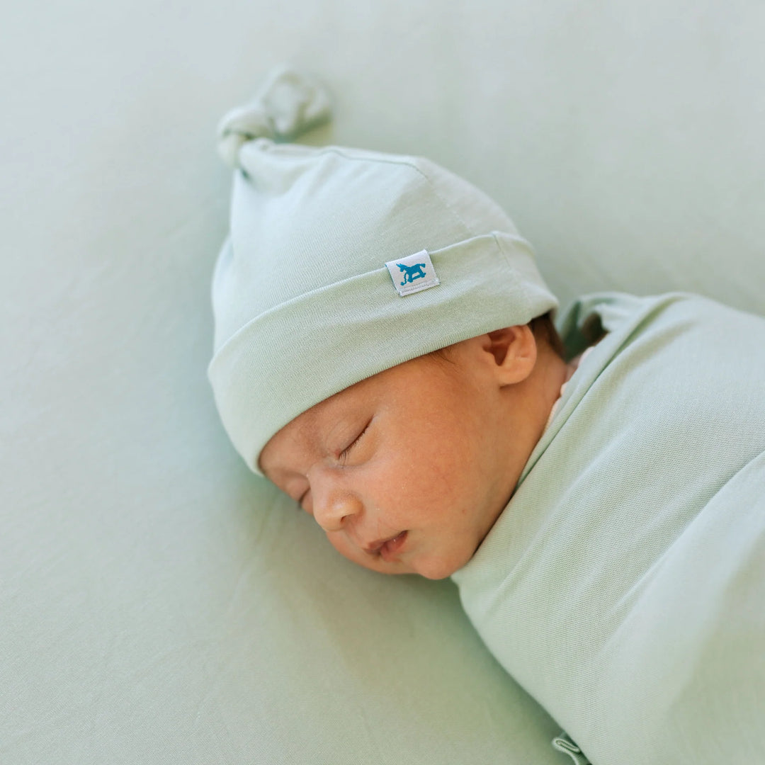Stretch Knit Hat And Swaddle Set Frost Green