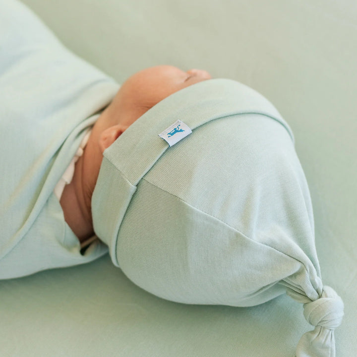 Stretch Knit Hat And Swaddle Set Frost Green