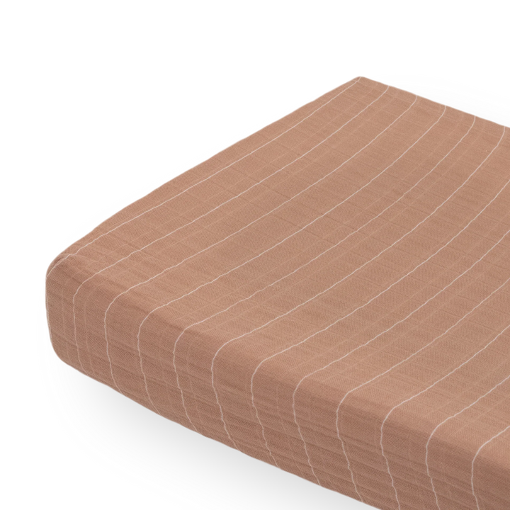 Muslin Change Pad Cover/ Bassinet Sheet Mauve Stripe