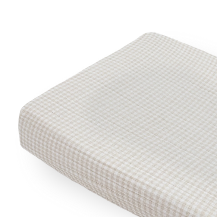 Muslin Change Pad Cover/ Bassinet Sheet Tan Gingham