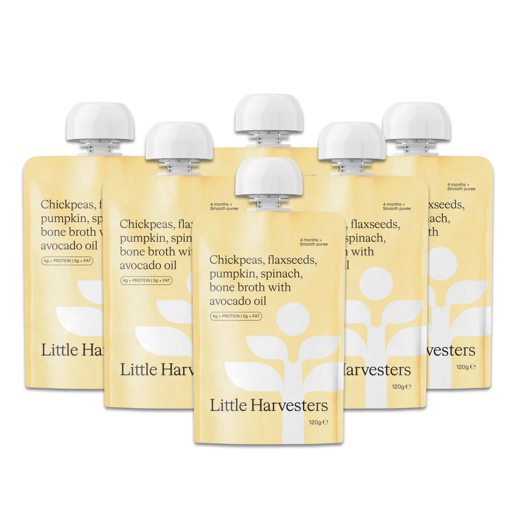 Little Harvesters Puree Pouch Chickpeas, Flax Seeds, Pumpkin and Spinach