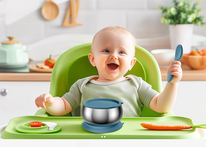 Stainless Steel Feeding Bowl With Suction Base Mint