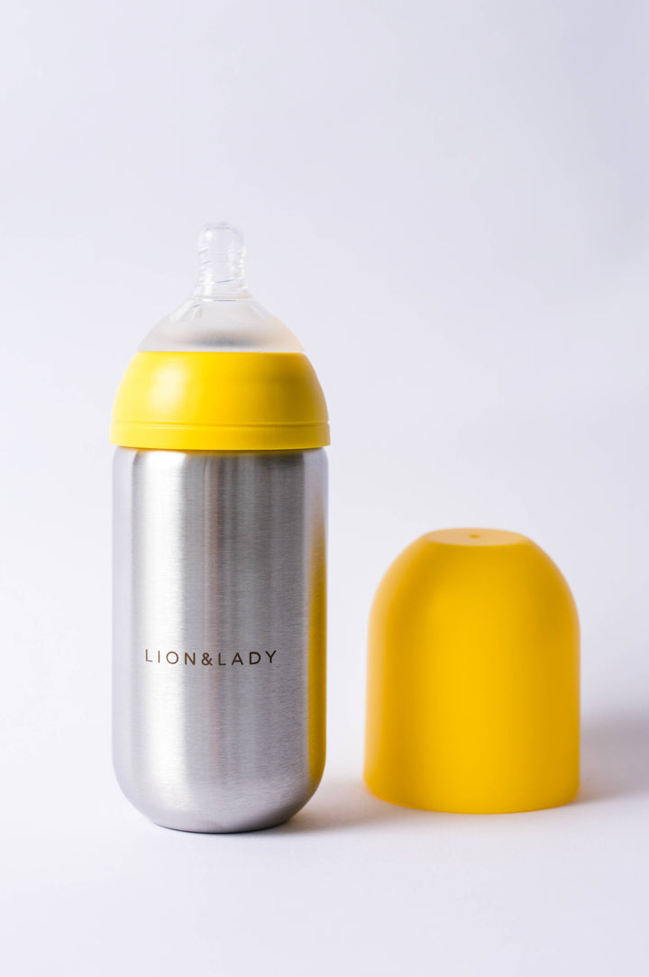 Stainless Steel Baby Bottle 350ml Buttercup Yellow