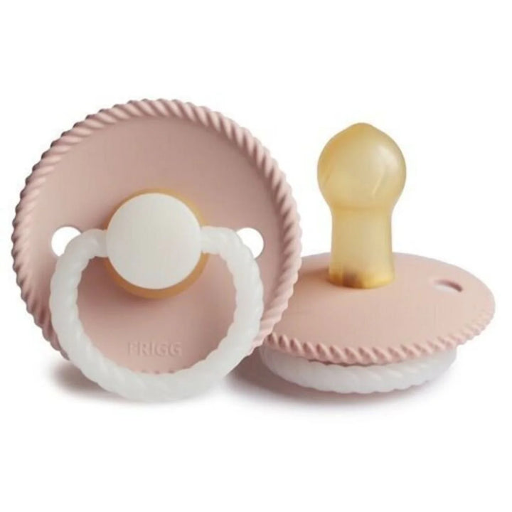 Rope Night Pacifier Blush- Natural Rubber 2pk