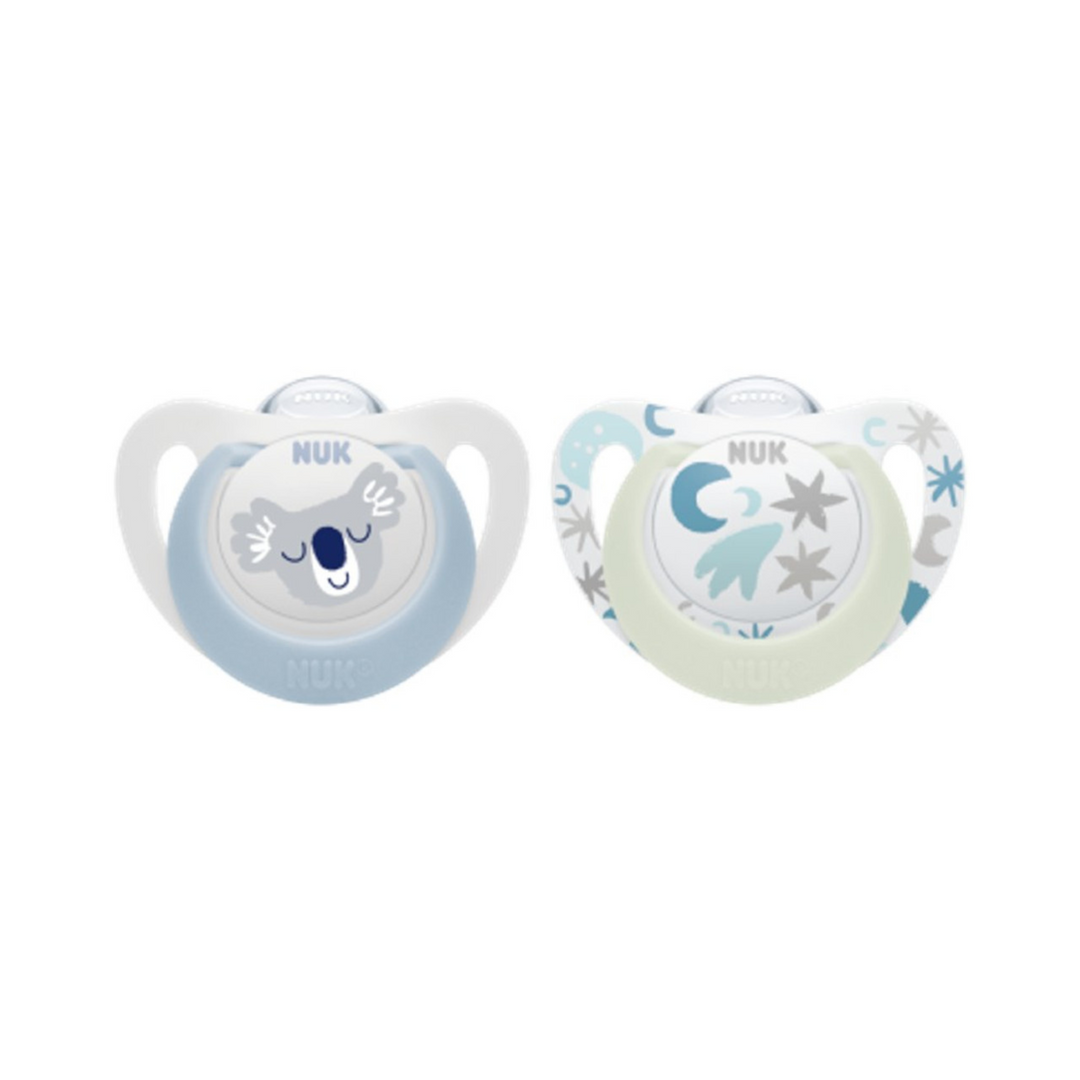 Star Day & Night Silicone Soother, 2 pack Blue Koala