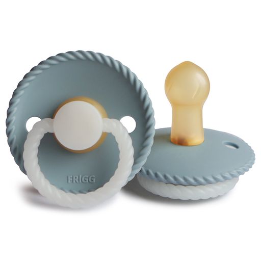 Rope Night  Pacifier Stone Blue- Natural Rubber 2pk