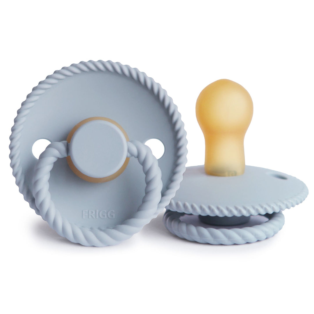 Rope Pacifier Powder Blue Natural Rubber 2pk