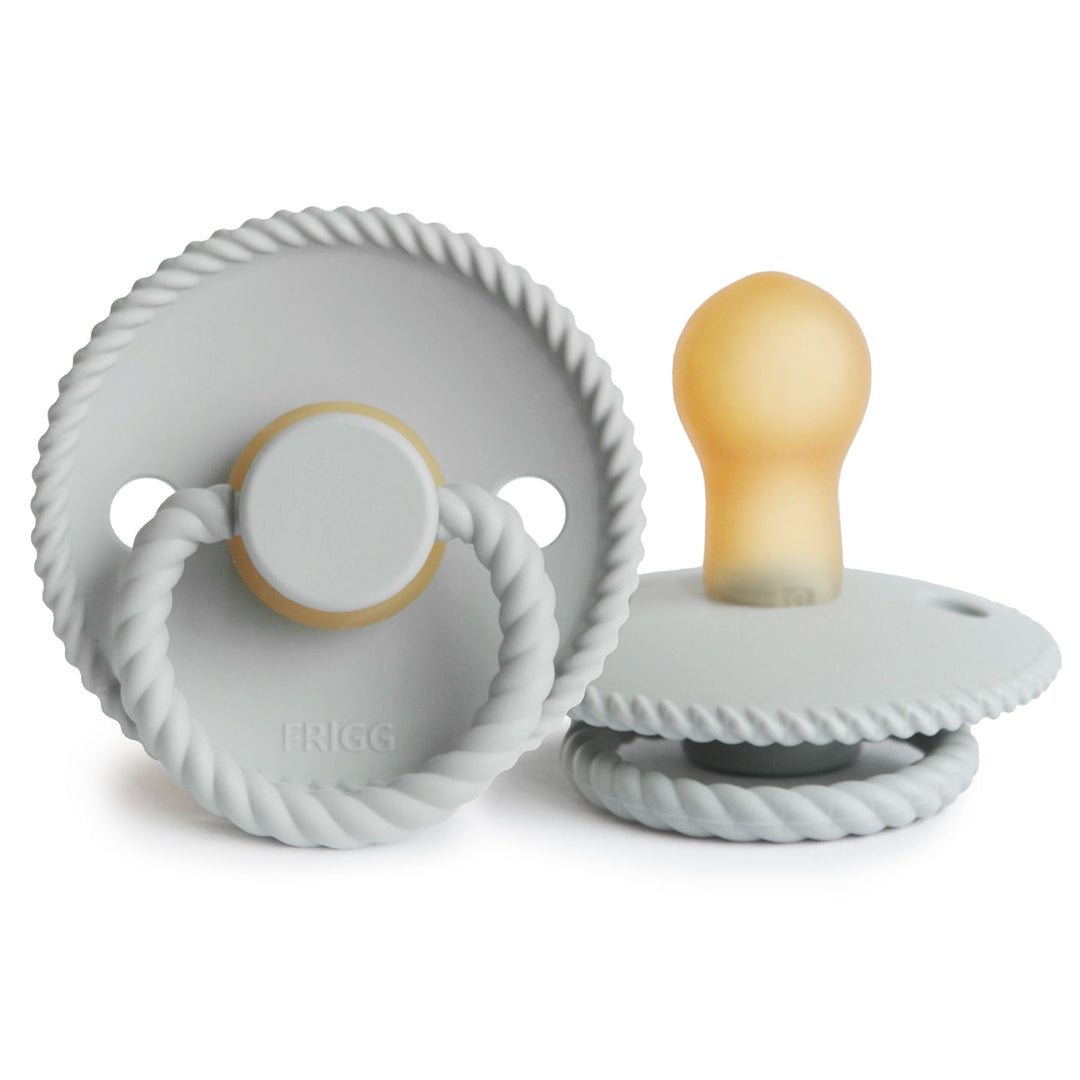 Rope Pacifier Silver Grey Natural Rubber 2pk