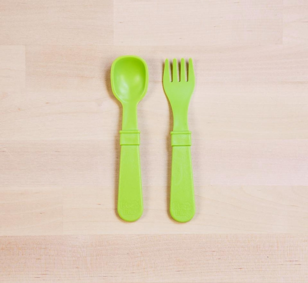 Fork and Spoon Set Green