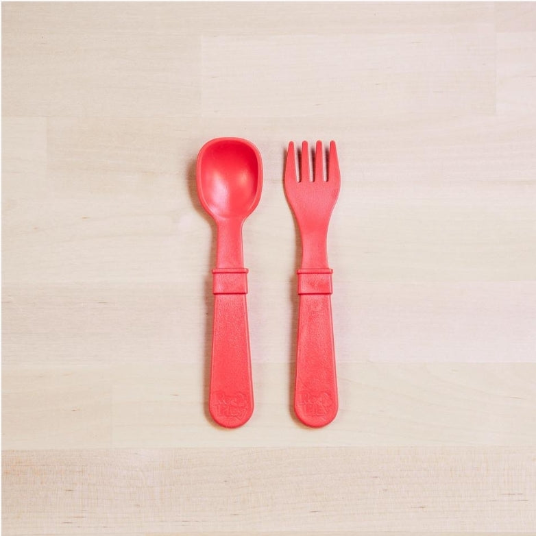 Fork and Spoon Set Red