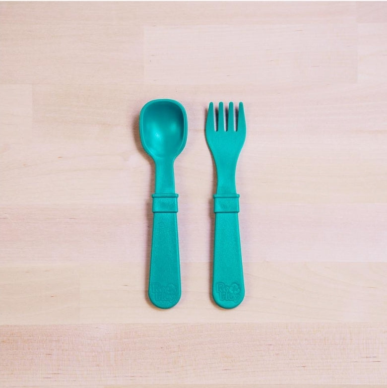 Fork and Spoon Set Teal