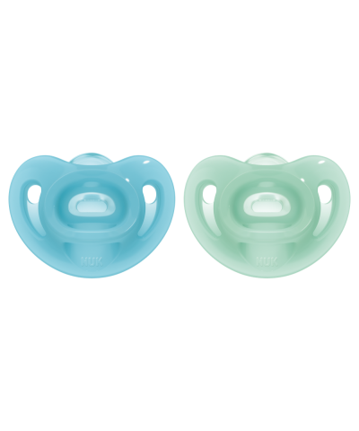 NUK Sensitive Silicone Soother, 100% soft silicone, 0-6 months 2 pack